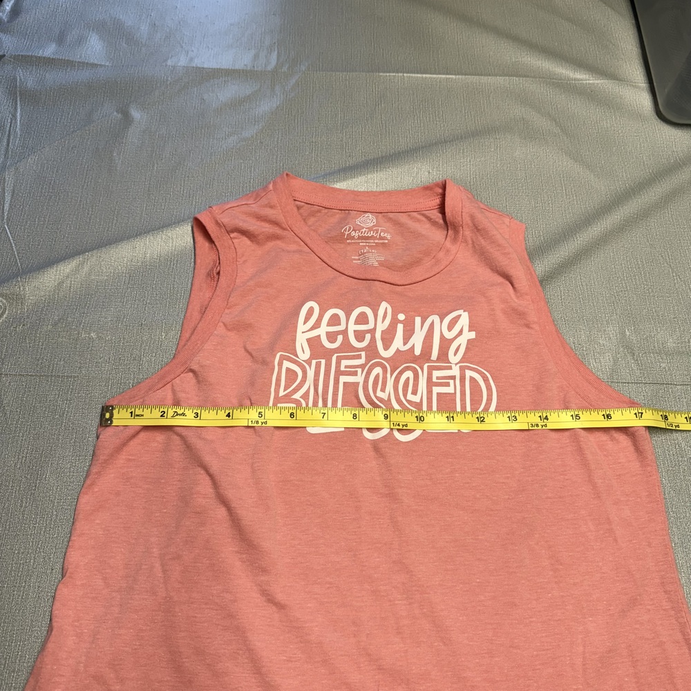 PositiviTees Feeling Blessed graphic tank top L pink - Picture 5 of 7